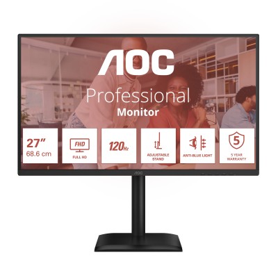 27" AOC 27E4CV, IPS 1920x1080, 4 ms, 120Hz, höjdjusterbar, pivot, HDMI/DP/USB-C 90W, högtalare, USB 3.2-hubb, 5 års garanti#2