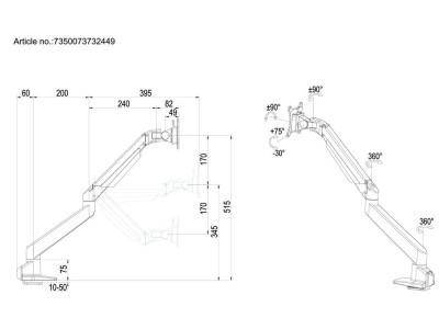 Bordsfäste Multibrackets M VESA Gas Lift Arm Single HD, max 21kg - Svart#13