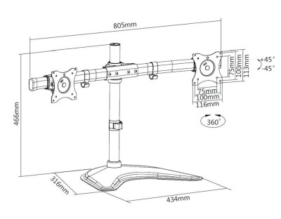 Bordsstativ Multibrackets M Deskstand Basic Dual för 2 skärmar 15-27" - Svart#13