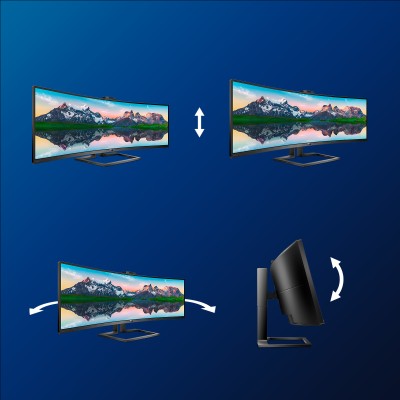 49" Philips 499P9H/00, VA Curved 5120x1440, 5 ms, höjdjusterbar, 2xHDMI/DP/USB-C 65W, USB-hubb, högtalare, webbkamera#8