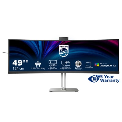 49" Philips 49B2U6900CH/00, Curved VA 5120x1440, 4 ms, 75Hz, DisplayHDR400, 1800R, höjdjusterbar, 2xHDMI/DP/USB-C 100W, högtalare, webbkamera, USB 3.2-hubb#1
