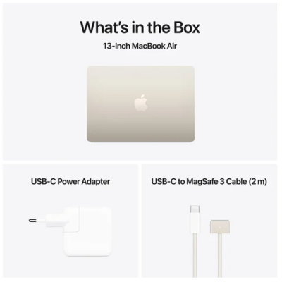 Apple MacBook Air 13.6 tum, Apple M4 10-core CPU 10-core GPU, 32 GB, 1 TB SSD, 70W strömadapter - Stjärnglans#3