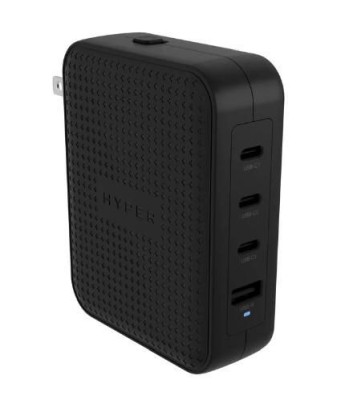 Hyper Hyperjuice 145W GaN Travel Charger med 3xUSB-C/1xUSB 3.0 - Svart