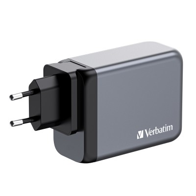 AC-adapter Verbatim GaN Charger 200W, 3xUSB-C / 1xUSB-A, inkl. reseadapter EU/UK/US#3