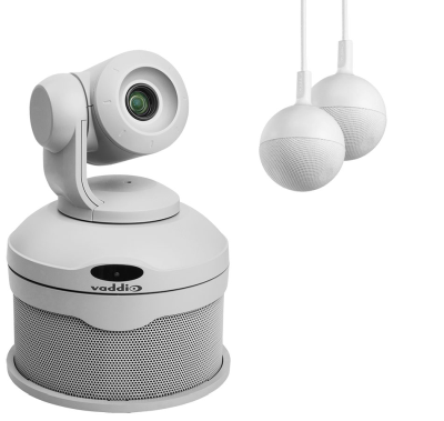 VADDIO ConferenceSHOT AV (vit), 2 takmikrofoner och högtalare