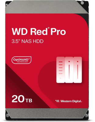 20 TB WD Red Pro, 7200 rpm, 512 MB cache SATA3, optimerad för NAS med 24/7 drift