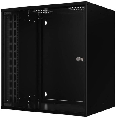 19" Skåp Lanview 12U Rack Wall Mount, 565x400x572mm, väggmonterat, glasdörr - Svart