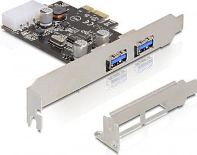 PCI-Express kort 2xUSB 3.0 DeLOCK, inkl. Low Profile-plåt