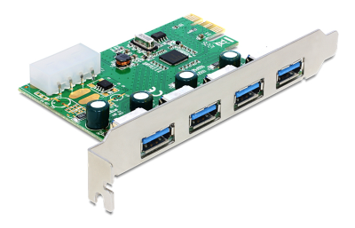 PCI-Express kort 4xUSB 3.0 DeLOCK, ström via molex