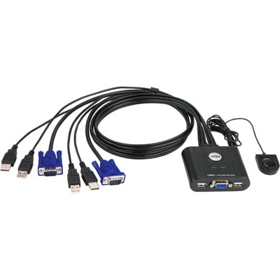 Systemswitch Aten CS-22U, 2-vägs KVM, VGA, USB, kablage ingår