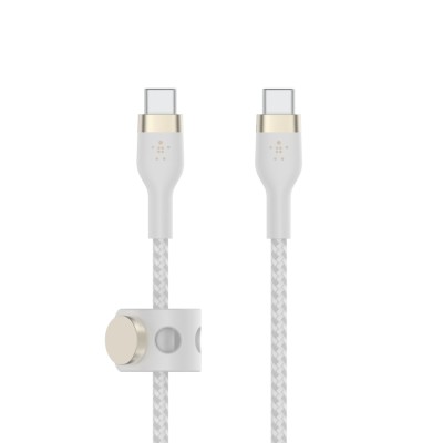 Belkin USB-C till USB-C kabel 3m (vit) Flätad silikon, snabbladdningskompatibel