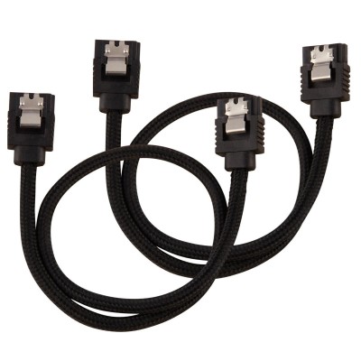 SATA3 kabel Corsair Premium Sleeved Set with Straight Connectors, 30 cm, 2-pack - Svart#1