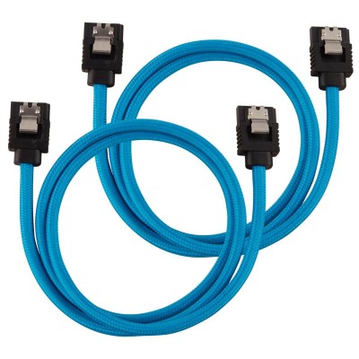 SATA3 kabel Corsair Premium Sleeved Set with Straight Connectors, 60 cm, 2-pack - Blå#1