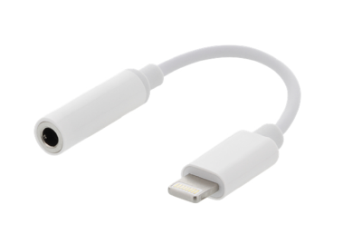 Lightning till 3,5 mm ljud-adapter, aluminium skal, kabellängd 45mm, silver
