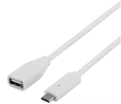 Deltaco USB 2.0 kabel, Typ C - Typ A ho, 1m - Vit
