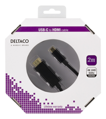 Deltaco USB-C till HDMI-kabel, 4K@60Hz, 2 meter - Svart#2