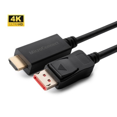 MicroConnect 4K DisplayPort 1.4 - HDMI 2.0 Cable 1m
