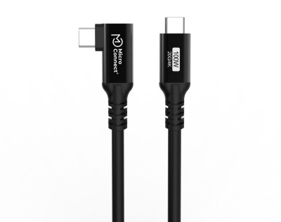 MicroConnect Premium USB-C 3.2 Gen.2, rak-vinklad, 20Gbps, 100W, 1m - Svart