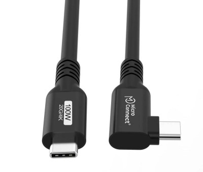 MicroConnect Premium USB-C 3.2 Gen.2, rak-vinklad, 20Gbps, 100W, 1m - Svart#3