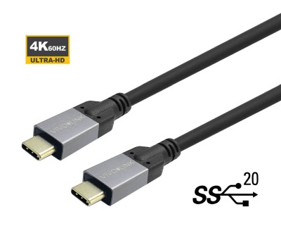 Vivolink USB-C Gen.2, 20Gbps, 100W, 4m - Svart