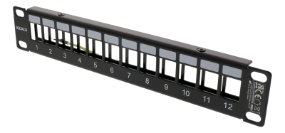 10" Patchpanel Deltaco, 12 portar, Keystone, 1U, metall - Svart#1