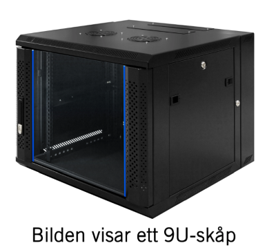 Toten 19” wall cabinet, 12U, 600 × 600, glass door, black