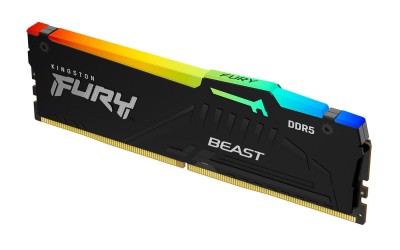 32 GB (1x32GB) DDR5-6000 Kingston FURY Beast Black RGB CL36, AMD EXPO - Svart