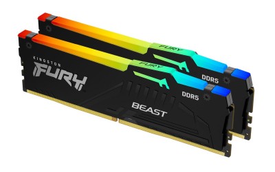 32 GB (2x16GB) DDR5-6800 Kingston FURY Beast Black RGB CL34, XMP - Svart