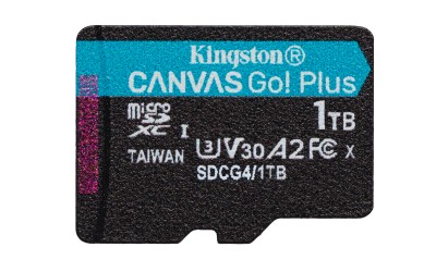 Micro Secure Digital SDXC 1 TB Kingston Canvas Go! Plus Gen4, 200/160 MB/sek, Class 10, UHS-I U3, V30, A2