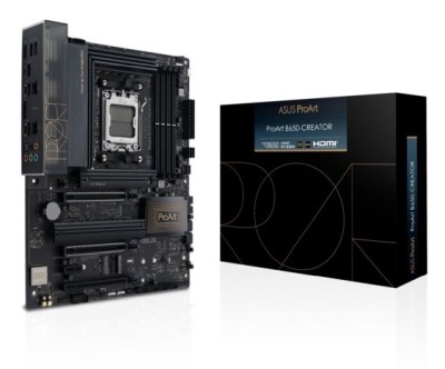 Asus ProArt B650-Creator, AMD AM5, ATX, 4xDDR5, 2xPCI Express, 3xM.2 + SATA3 RAID, HDMI/USB-C, USB-C, GigaLAN+2.5Gbe LAN