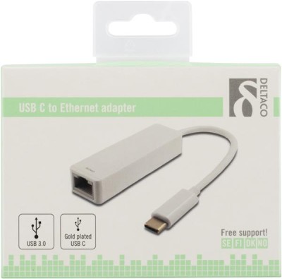 Nätverksadapter Deltaco USB-C, Gigabit, 1xRJ45 - Vit#2