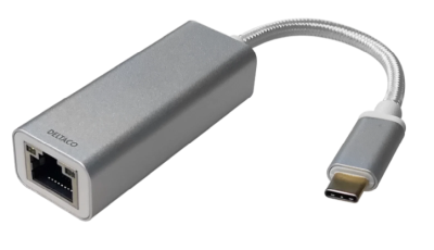 Deltaco USB-C nätverksadapter, 2.5GbE LAN, RJ45, aluminium