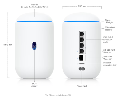 Ubiquiti Networks UniFi Dream Router 7, WiFi 7, 1x2.5GbE + 1x10GbE SFP+ WAN, 3x2.5GbE LAN (1 PoE)#2