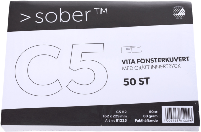 Kuvert Mayer Sober C5 Fönster Vit, 50-pack