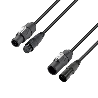 Adam Hall Cables - Hybrid cable, Mains & DMX, XLR 5-pin X Series IP65, 5 m