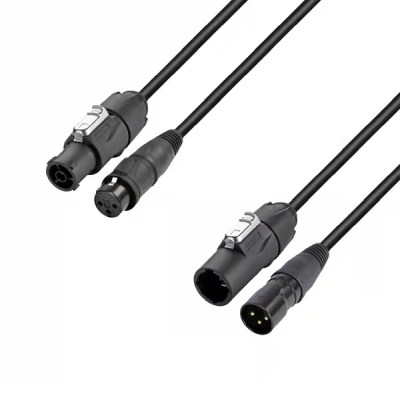 Adam Hall Cables - Hybrid cable | Mains & DMX | XLR 3-pin x X Series IP65 | 1.5 m