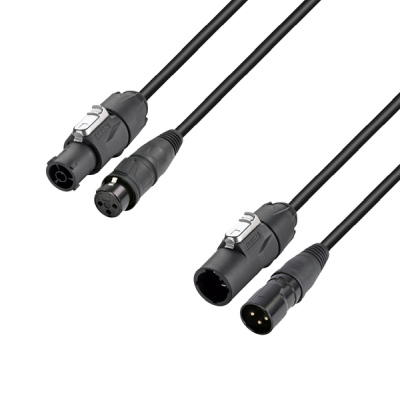 Adam Hall Cables - Hybrid cable, Mains & DMX, XLR 3-pin x X Series IP65 , 3 m