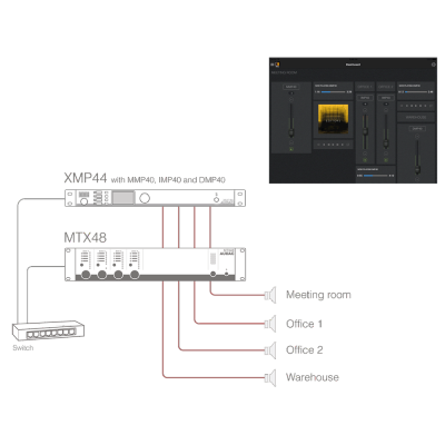 Audac, XMP44, 19 tum modul ljud/mediaspelare + RS-232 & Dante option#3