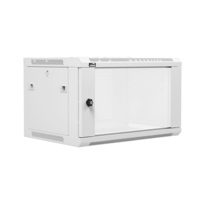 Caymon WPR406R/W 19” vitt väggrack i metall 6U, 19 tum, 410mm monteringsdjup, öppningsbar baksida