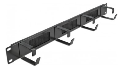 DeLOCK 19" Borstlist for kabelhantering med 4 krokar 1U svart