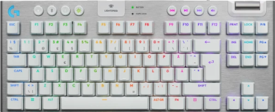Logitech G915 X Lightspeed TKL, RGB Tactile, nordiskt, Bluetooth/Lightspeed/USB-C sladd - Vit#1