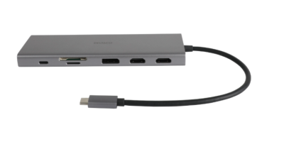 Dockningsstation Deltaco Triple, USB-C till 2xHDMI/DP/3xUSB 3.0/GigaLAN/USB-C 85W PD, kortläsare SD/MicroSD, ljud#3