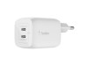 AC-adapter Belkin Boost Charge Pro 65W, Dual USB-C GaN Wall Charger med PPS - Vit