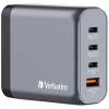 AC-adapter Verbatim GaN Charger 140W, 3xUSB-C / 1xUSB-A, inkl. reseadapter EU/UK/US#1