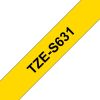 TZS631 Tejp Svart Text, Gul Botten, 12mm, Stark, Laminerad#1